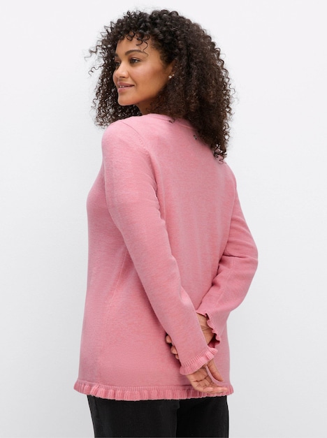 Cardigan Cardigan mit verspielten Volants Langarm Volantkragen