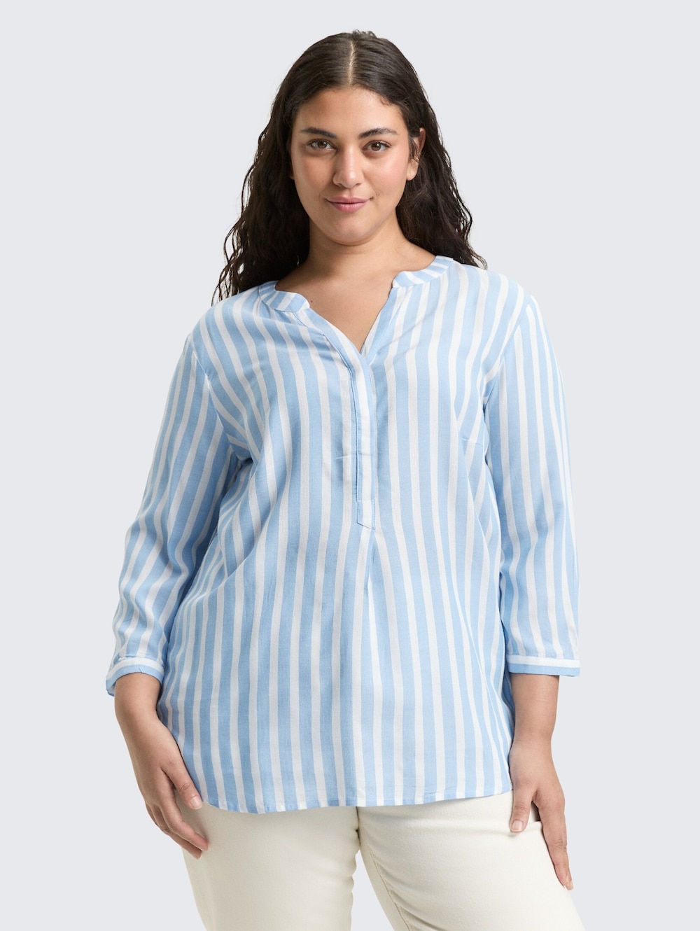 Henleybluse mit Streifenmuster