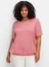 Rundhalsshirt Kurzarmshirt mit Minimal-Alloverdruck und Gummizugbund Kurzarm Sonstiges Muster Ohne Kragen