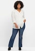 Longbluse 3/4-Arm Uni Ohne Kragen
