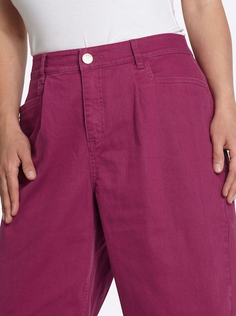 Twill-Hose Bundfaltenhose aus Twill, mit Barrel-Leg normal Elastische Einsätze