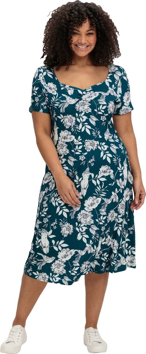 Jerseykleid Kurzarm Blumen