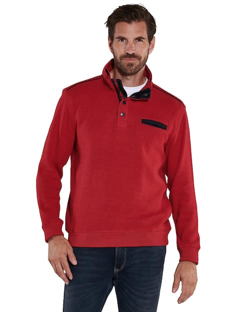 engbers Herren Sweatshirt mit Knopfleiste , Rot