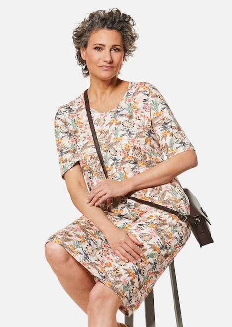 Elastisches Jerseykleid mit modischem Druck