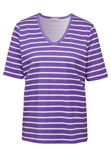 Shirt met ingewerkte strepen van zachte interlock