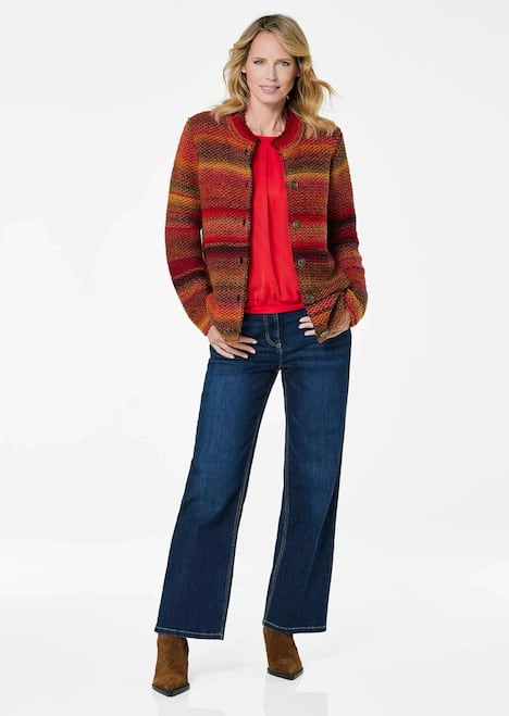 Multicolor Woll-Jacke mit Stehkragen