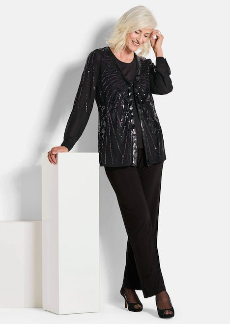 Edle Pailletten-Jacke mit V-Ausschnitt