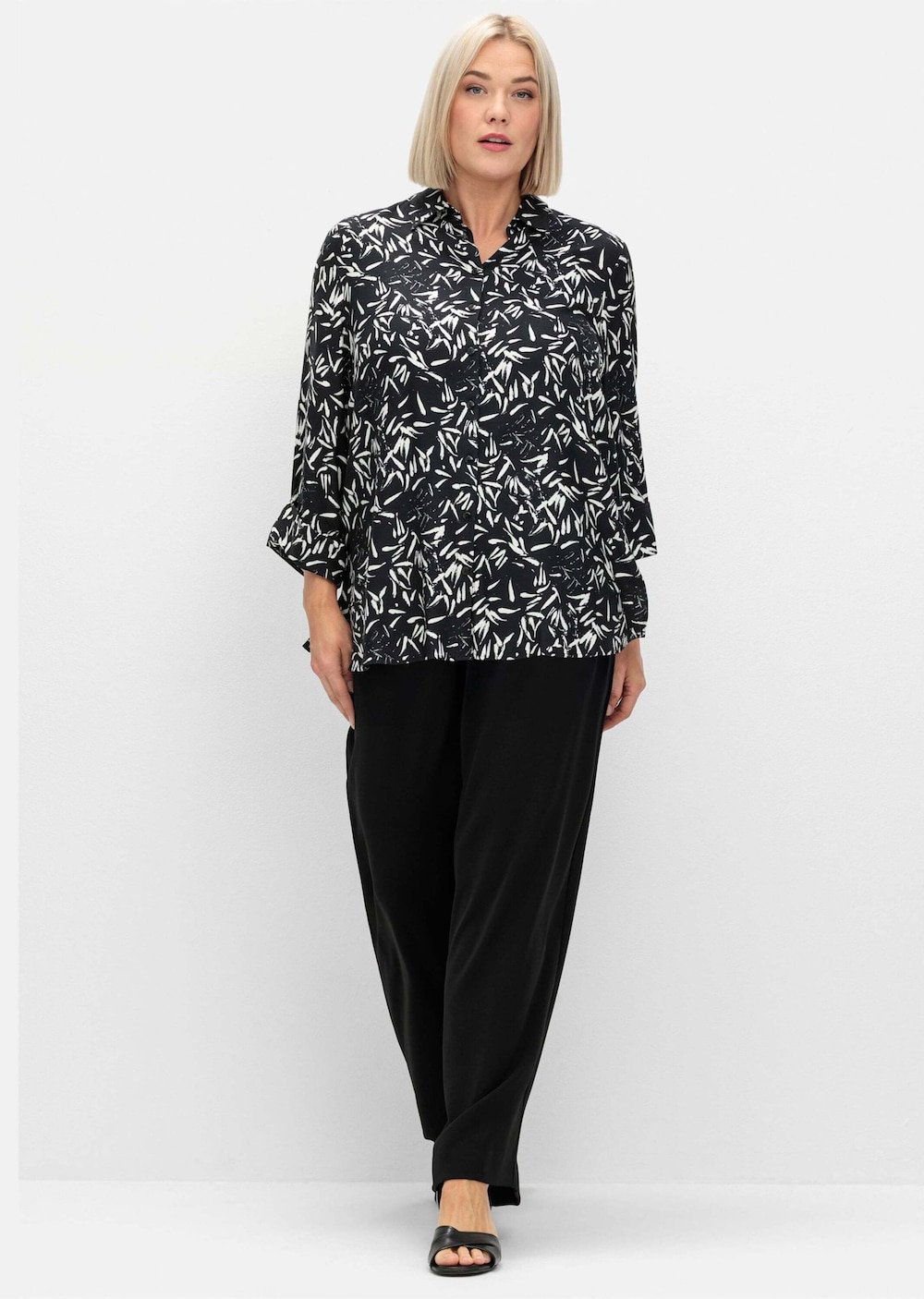 Hemdbluse 3/4-Arm Sonstiges Muster Hemdkragen