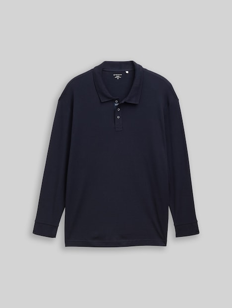 Langarm Poloshirt mit Waffelstruktur