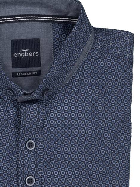 engbers Herren Langarm-Hemd gemustert , Saphirblau