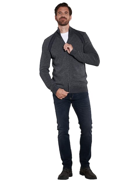 engbers Herren Cardigan strukturiert , Dunkelgrau