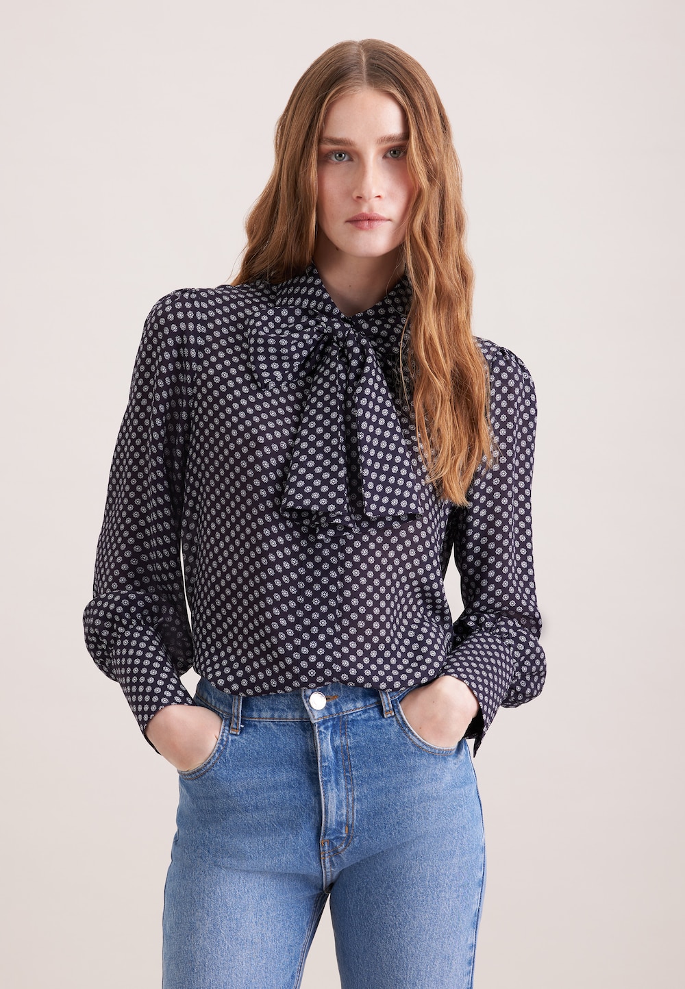 Damen Ausgestellte Bluse - Druck