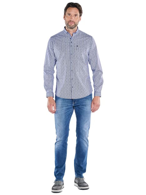 engbers Herren Langarm-Hemd gestreift , Marineblau