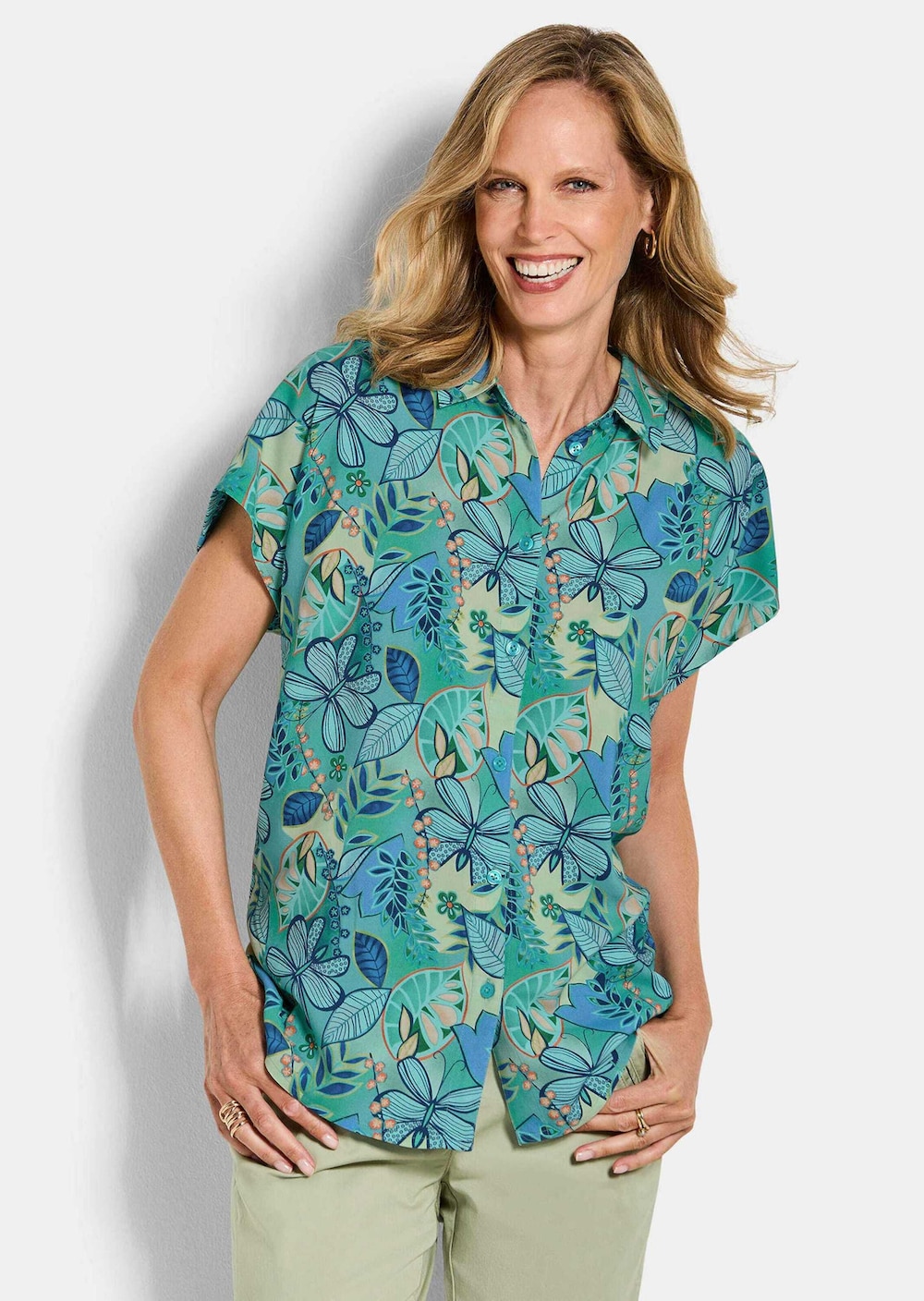 Hemdbluse mit floralem Design