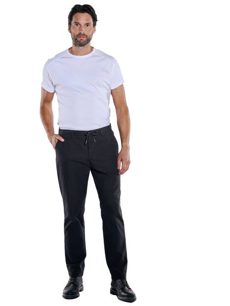 engbers Herren Chino mit Tunnelzug , Schwarz