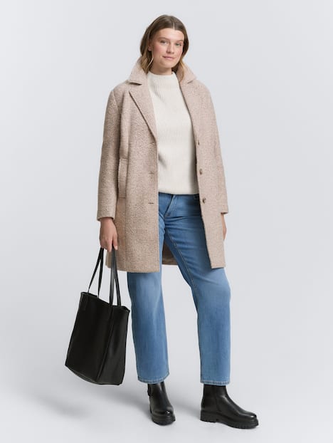 Bouclé Mantel mit Reverskragen