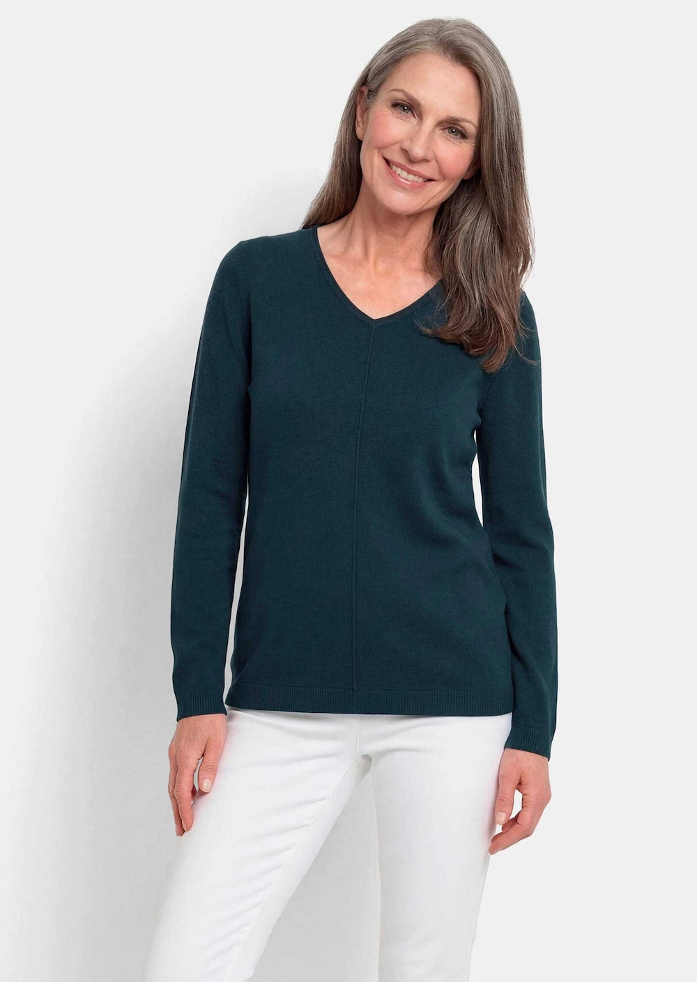 Baumwollpullover mit V-Ausschnitt
