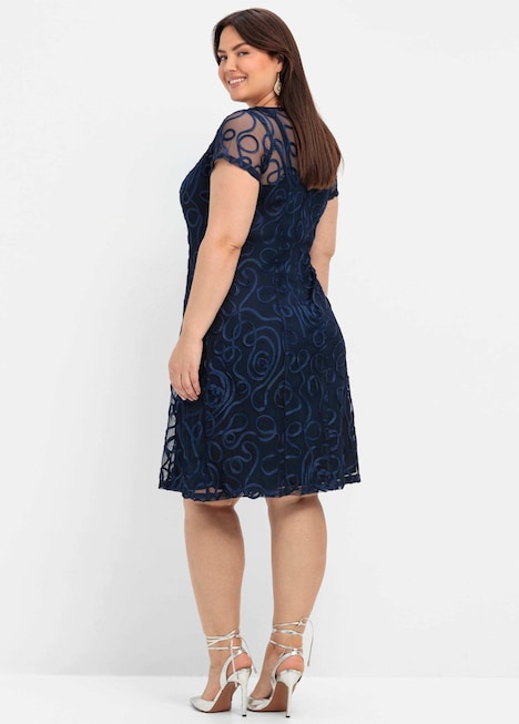Spitzenkleid Kurzarm Uni