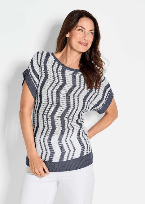 Strickpullover Halbarmpullover mit Lochstruktur
