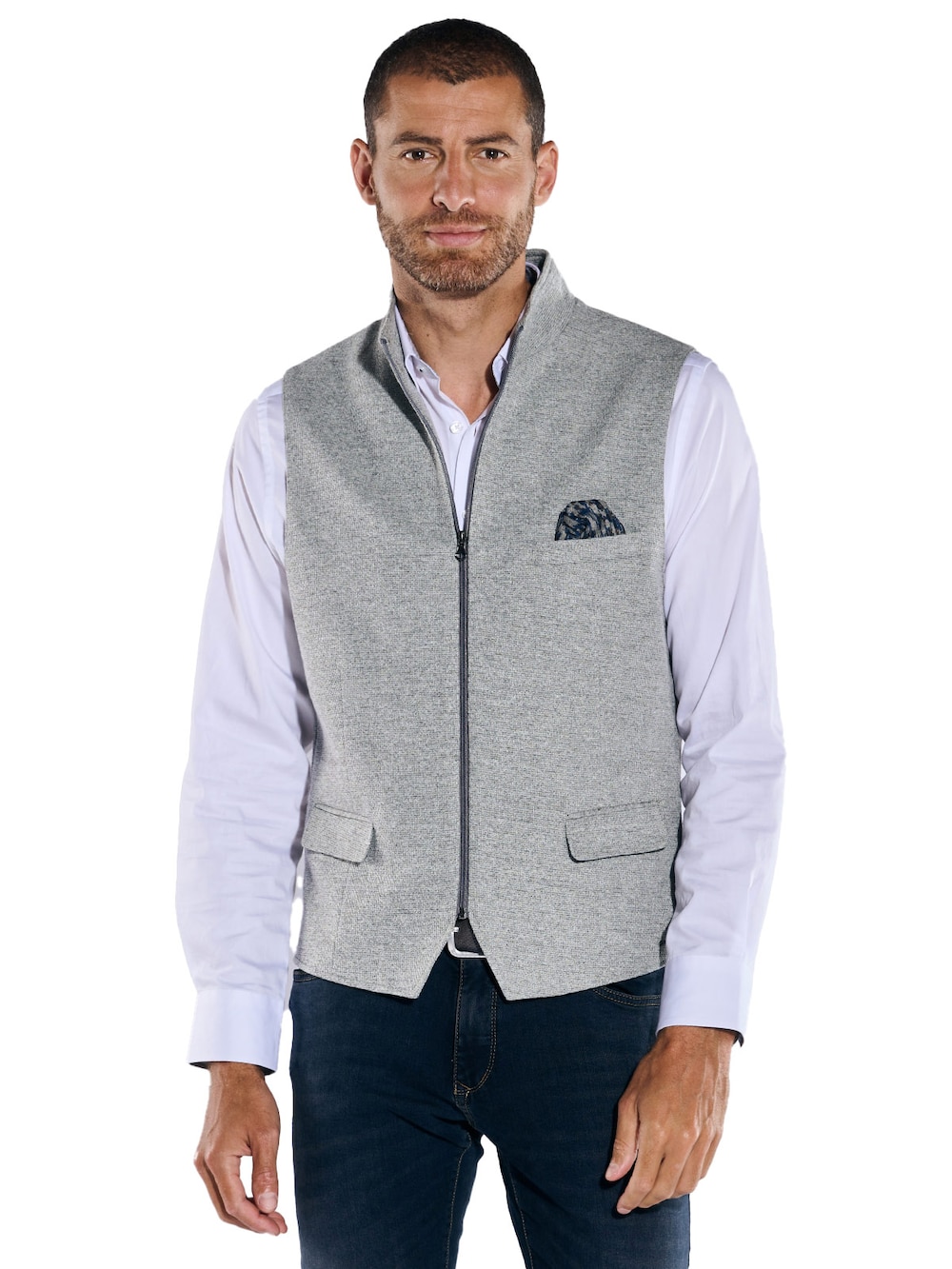 engbers Herren Sakko-Weste slim fit , Silbergrau