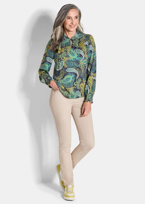 Viskose-Satin-Bluse mit Paisley-Muster