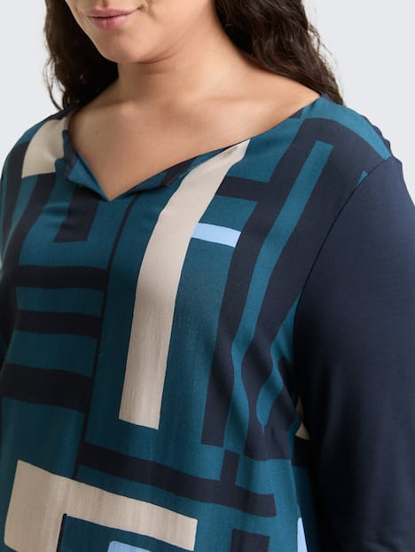 Langarmshirt im Material-Mix