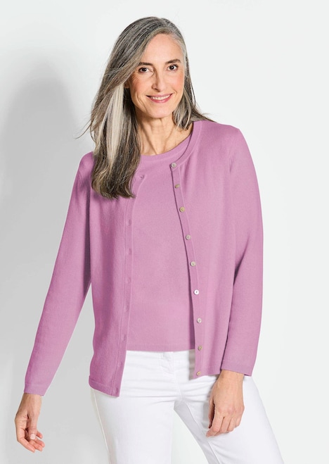 Kaschmirstrickjacke mit Rundhalsausschnitt