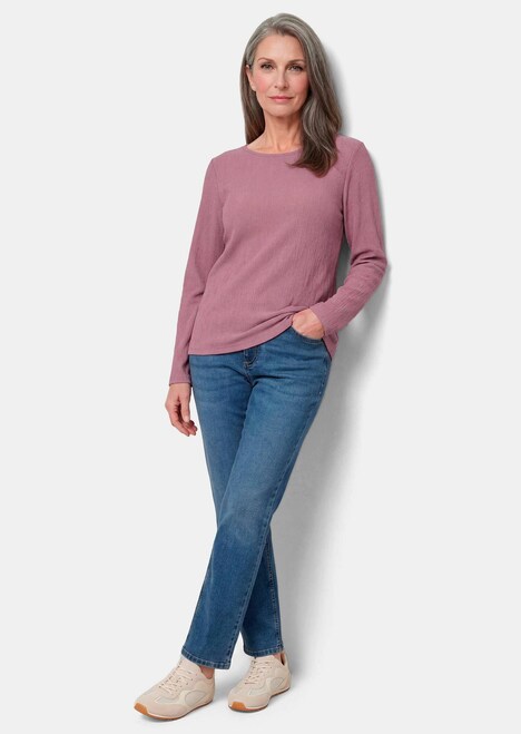 Langarm Melange Jersey-Oberteil