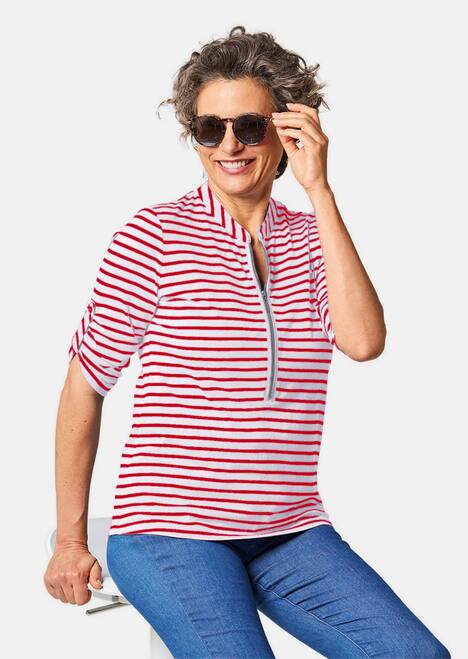 Sportief gestreept shirt in lang model