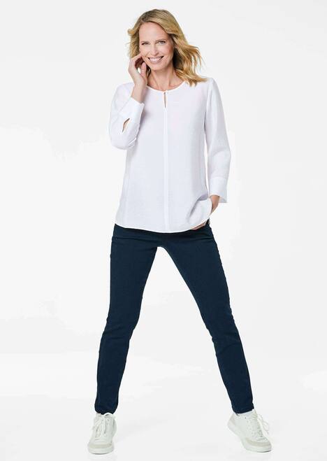 Viskosebluse mit 3/4-Ärmeln, Rundhals