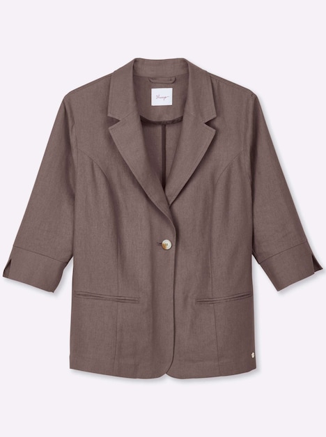 Leinen-Blazer 3/4-Arm Reverskragen