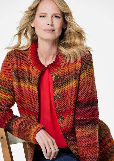 Multicolor Woll-Jacke mit Stehkragen