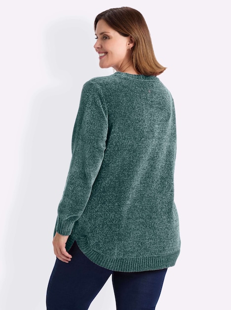 Pullover Pullover aus weicher Chenille-Qualität Langarm ohne Kragen