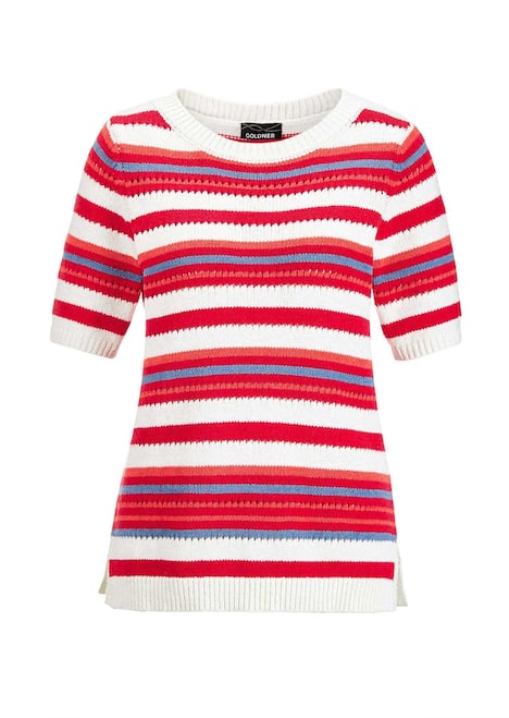 Streifenpullover mit U-Boot-Ausschnitt