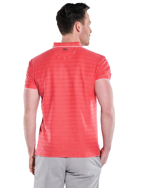 Herren Polo-Shirt gestreift , Hellrot