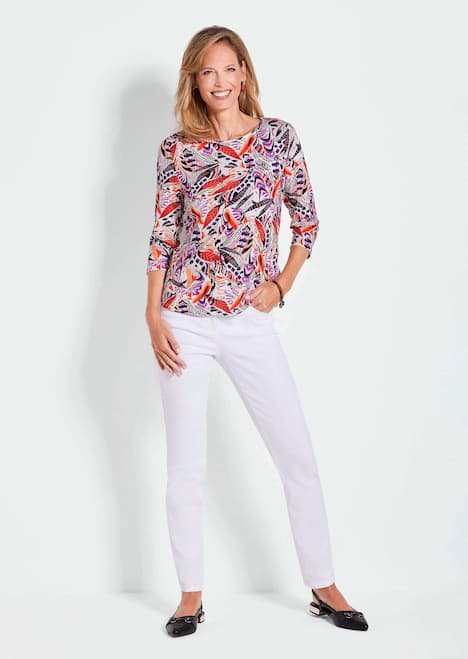 Druckshirt aus Jersey mit Halbarm