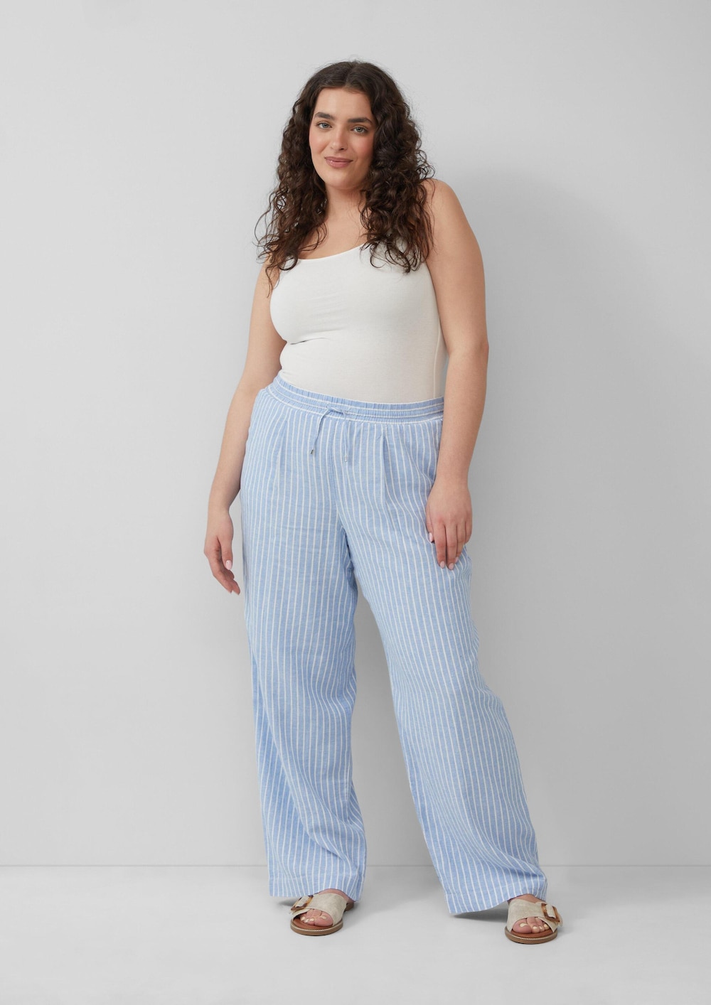 Wide-Leg-Hose aus Leinemix