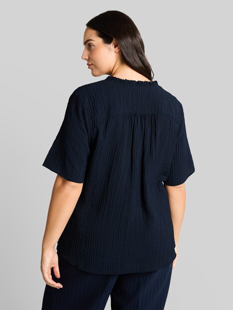 Crinkle Bluse mit V-Ausschnitt