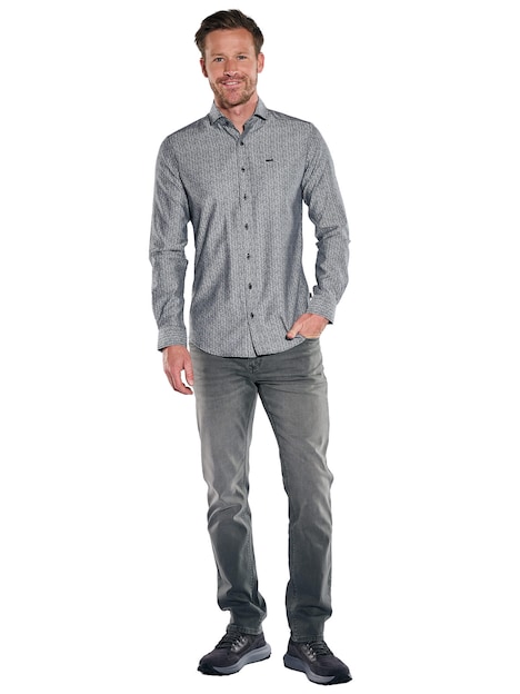 Herren Hemd langarm , Silbergrau