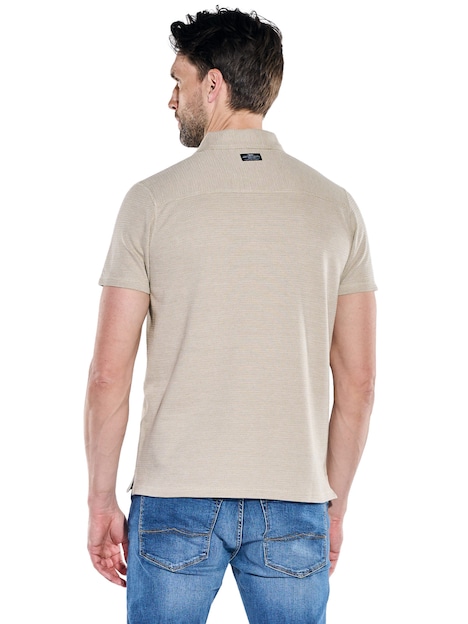 Herren Poloshirt mit Reißverschluss , Beige