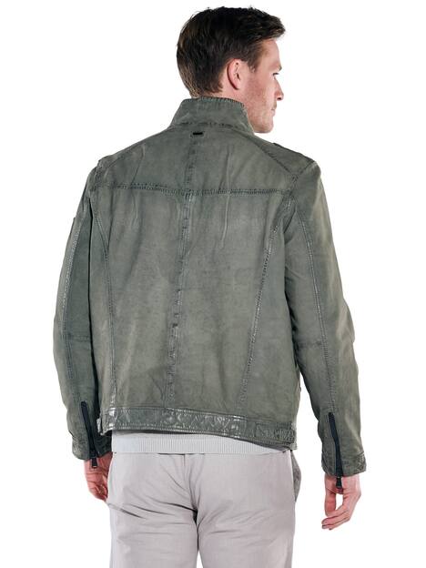 engbers Herren Lederjacke mit Stehkragen , Gruen