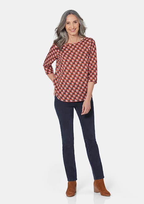 GOLDNER Blouse Blouse met 3/4-mouwen en grafische print