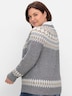 Strickpullover Langarm Mustermix gestrickt, Jacquard Norweger Ohne Kragen