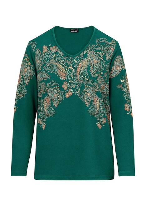 Glitzershirt mit Paisley-Druck