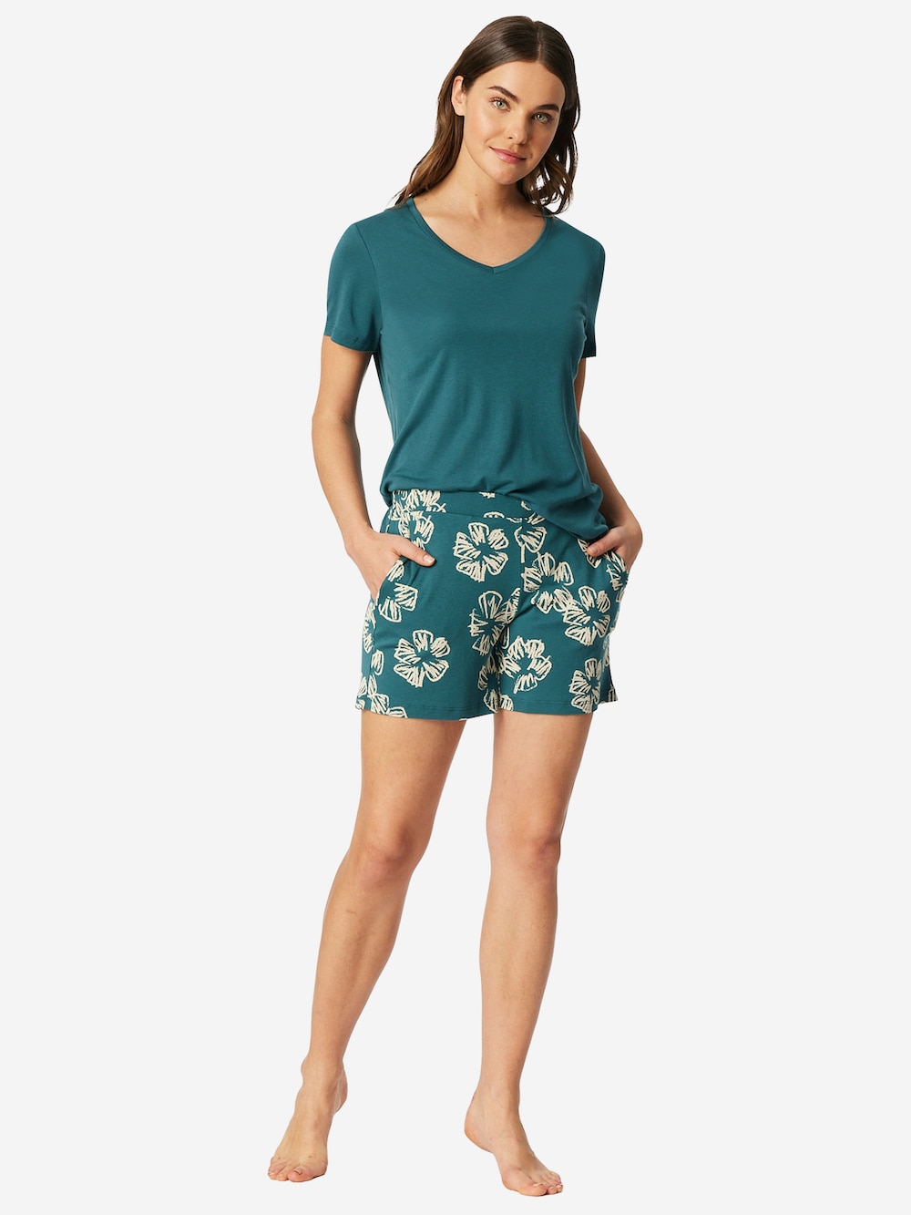 Schiesser Damen Pyjama Modern grün