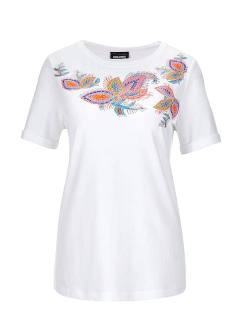 Florales Shirt mit U-Boot-Ausschnitt