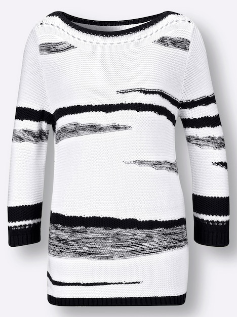 Pullover 3/4-Arm Links-Strick Sonstiges Muster Ohne Kragen