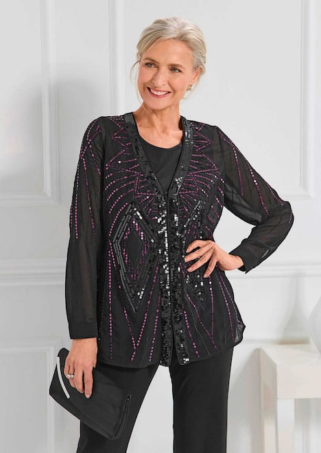 Edle Pailletten-Jacke mit V-Ausschnitt