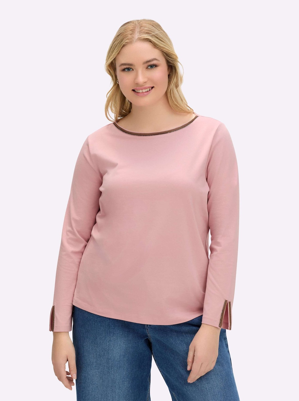 Shirt Langarm Uni Ohne Kragen