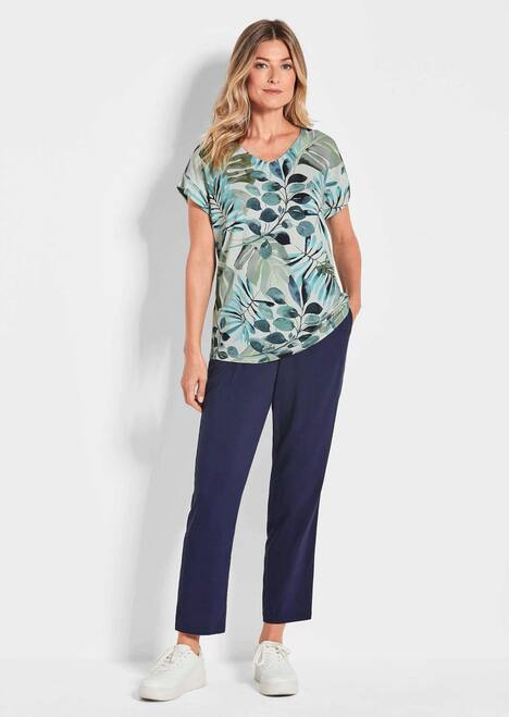 Sommershirt mit Print, V-Ausschnitt